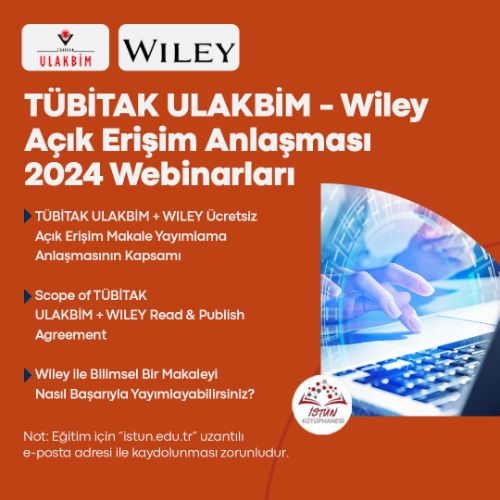 TÜBİTAK ULAKBİM - Wiley Açık Erişim Anlaşması 2024 Webinarları