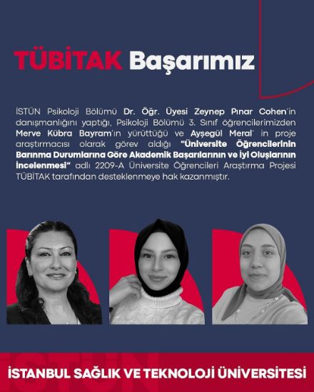 “Üniversite Öğrencilerinin Barınma Durumlarına Göre Akademik Başarılarının ve İyi Oluşlarının İncelenmesi” adlı 2209-A Üniversite Öğrencileri Araştırma Projesi TÜBİTAK tarafından desteklenmeye hak kazanmıştır.