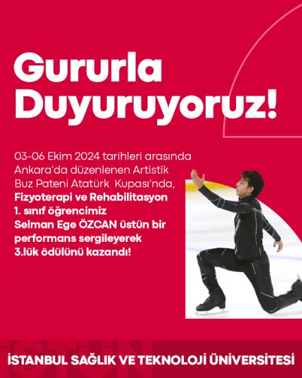 Ankara'da düzenlenen Artistik Buz Pateni Atatürk Kupası'nda, Fizyoterapi ve Rehabilitasyon 1. sınıf öğrencimiz Selman Ege ÖZCAN üstün başarısını kutluyoruz.